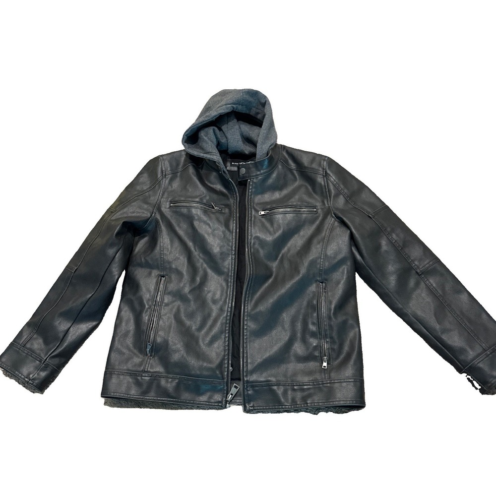 Black Rivet Men's  Jacket Size Large w/ Removable Grey Lining & Hoodie